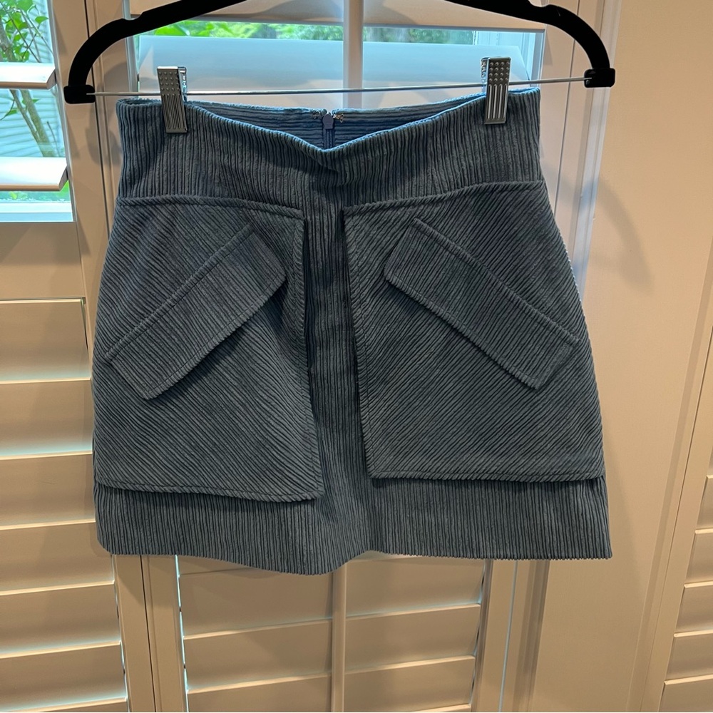 Aknvas blue corduroy mini skirt (2)